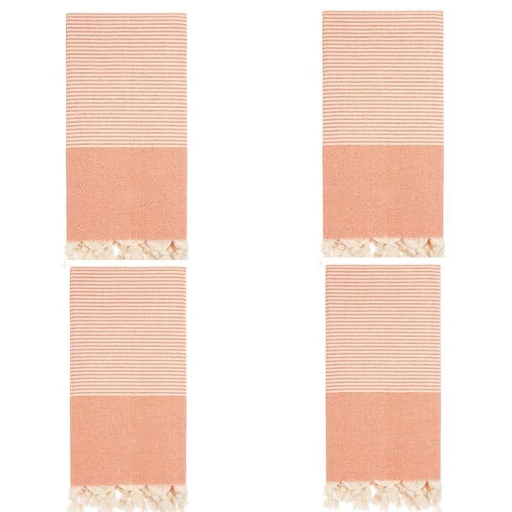 4 Orange Striped Beach Bath Towels - 100% Turkish Cotton - Picture 4 of 4